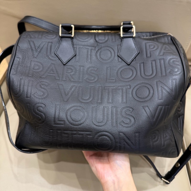 LV黑色壓紋Speedy 30 手提包肩背包-20