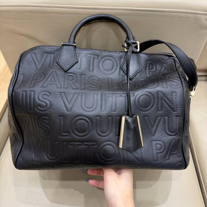 LV黑色壓紋Speedy 30 手提包肩背包-21
