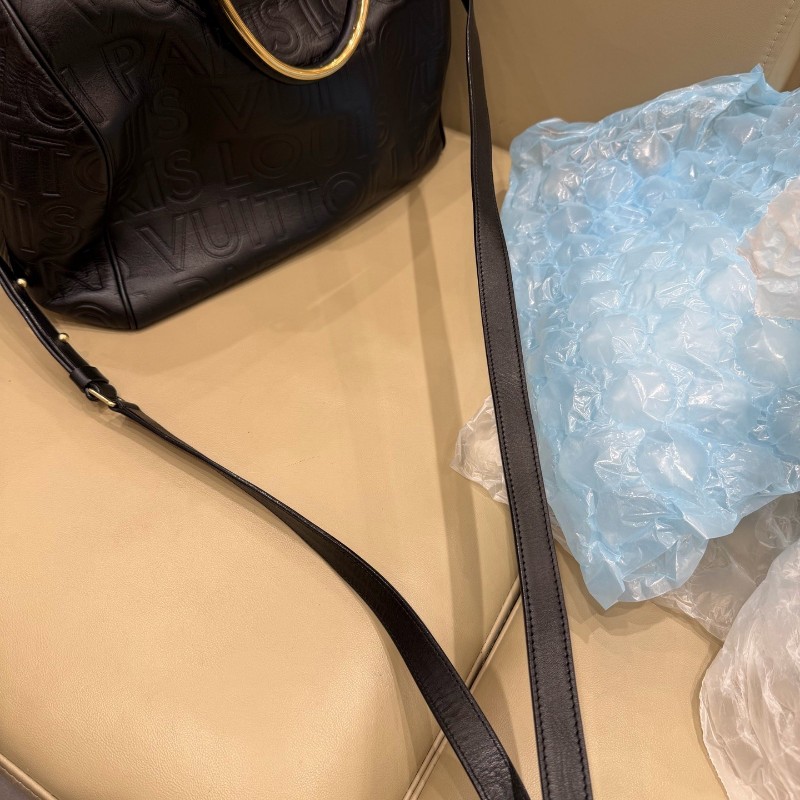 LV黑色壓紋Speedy 30 手提包肩背包-23