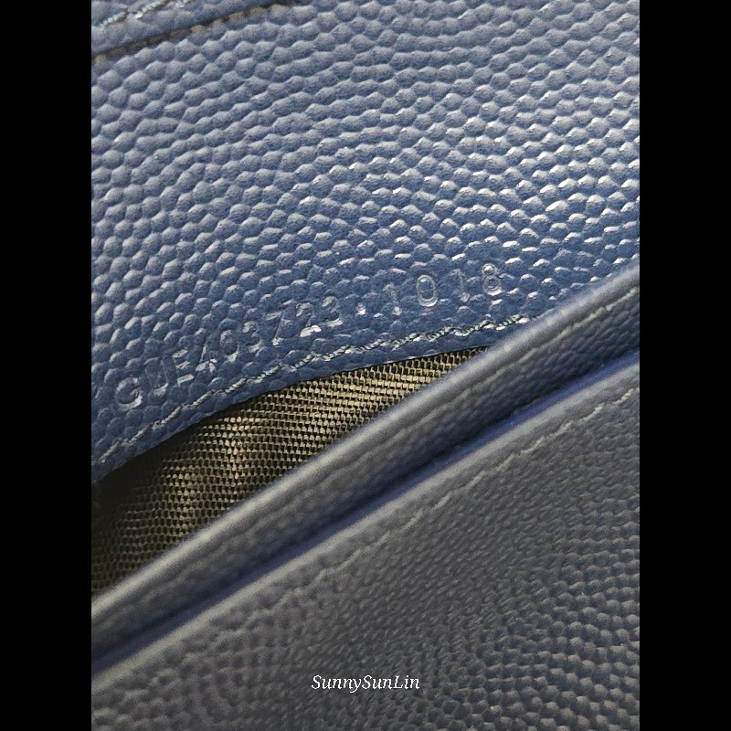 YSL SaintLaurent 聖羅蘭 山形紋荔枝皮金字Logo拉鍊短夾-26