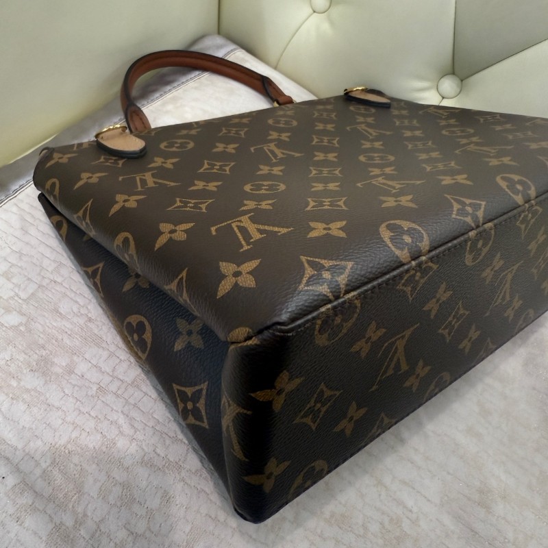 LV Marignan老花拼奶茶色鎖頭郵差包-14