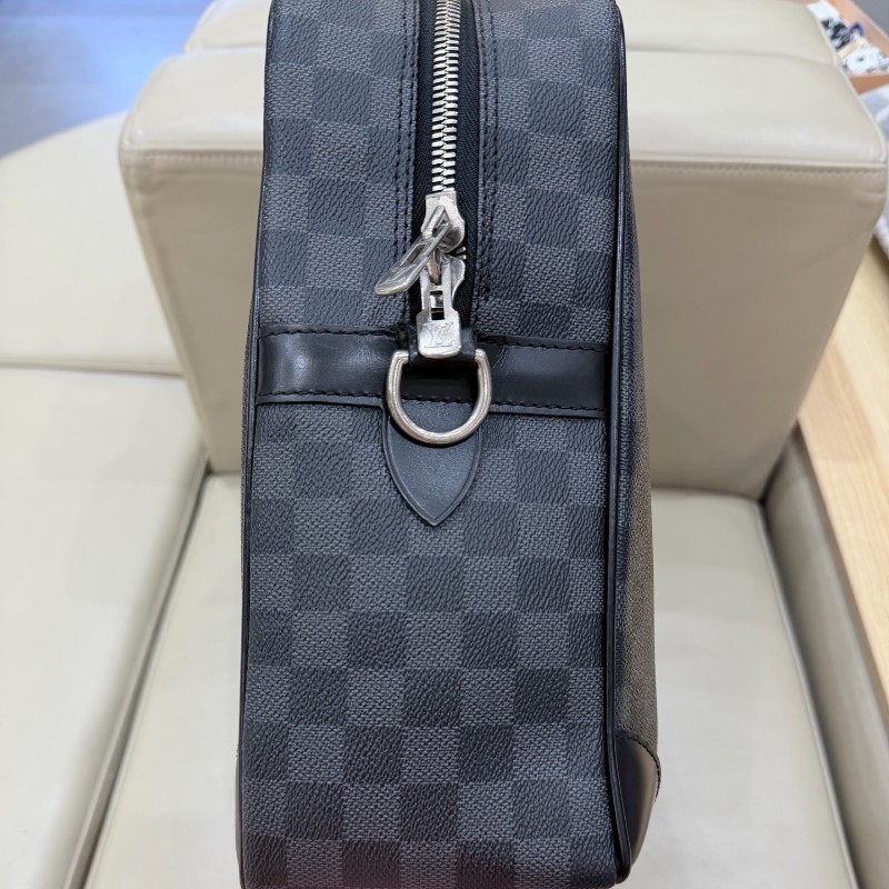 LV黑色棋盤格男士手提包電腦公事包-7