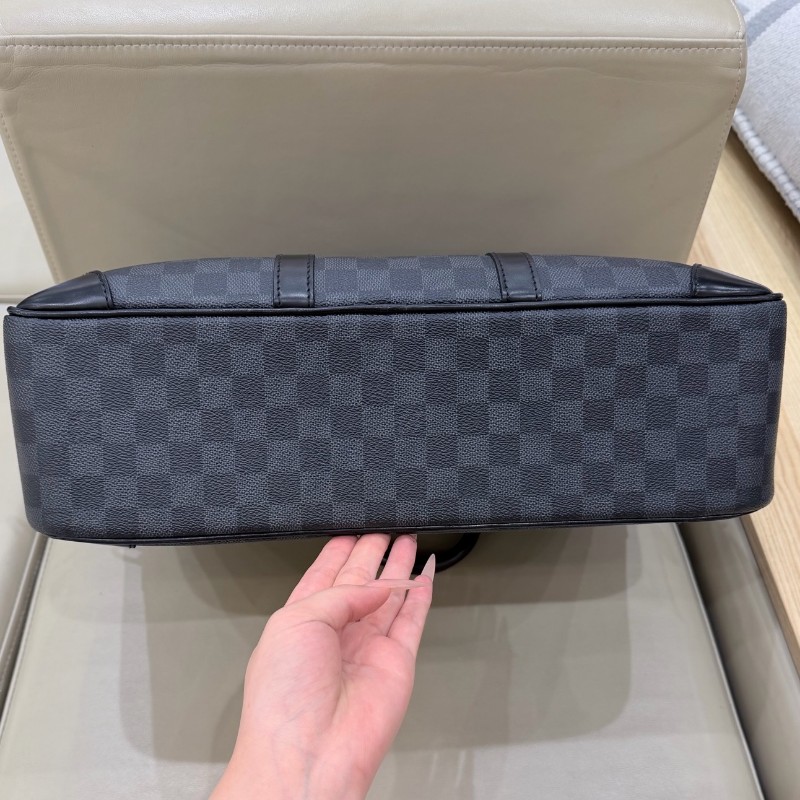 LV黑色棋盤格男士手提包電腦公事包-10