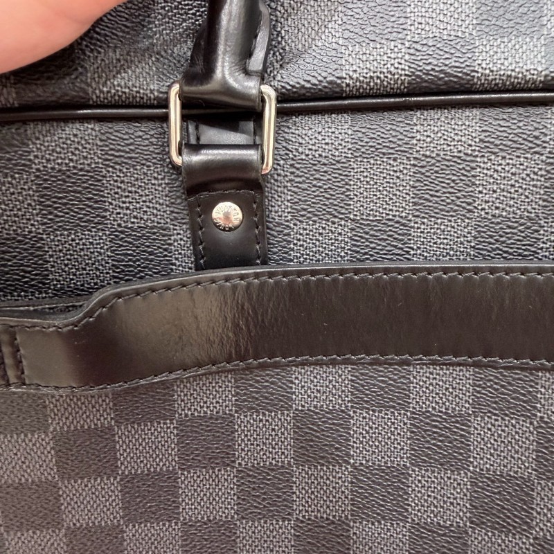 LV黑色棋盤格男士手提包電腦公事包-18