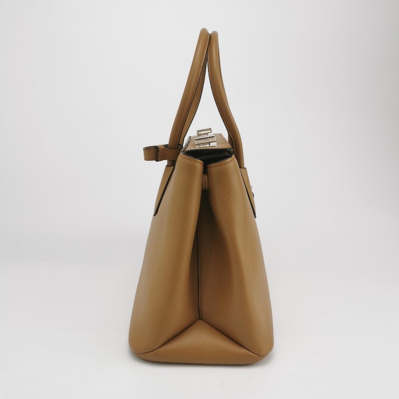 Prada Double 中號棕色手提包肩背包-2