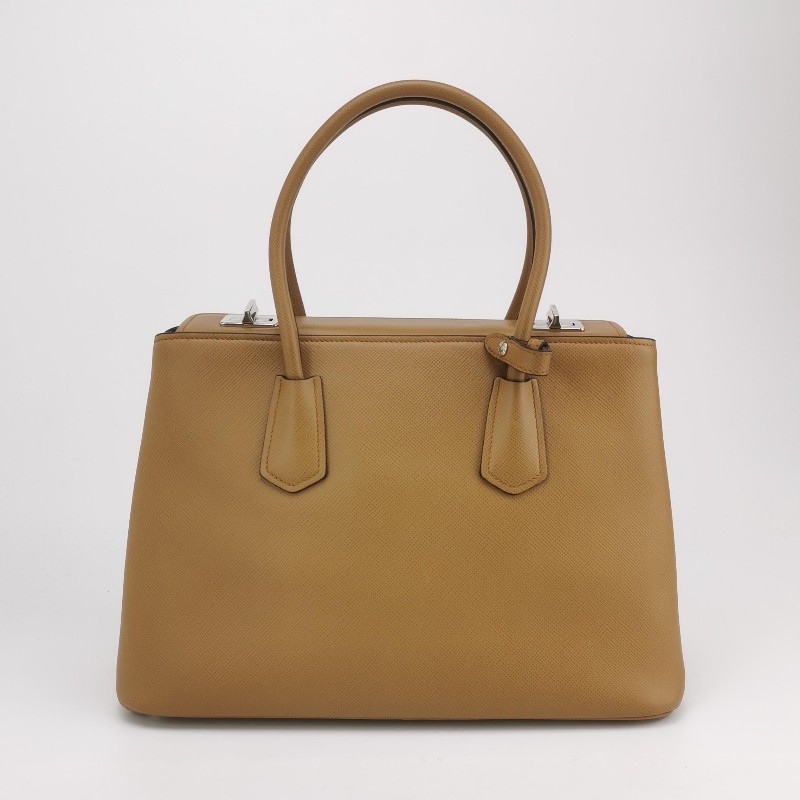 Prada Double 中號棕色手提包肩背包-3