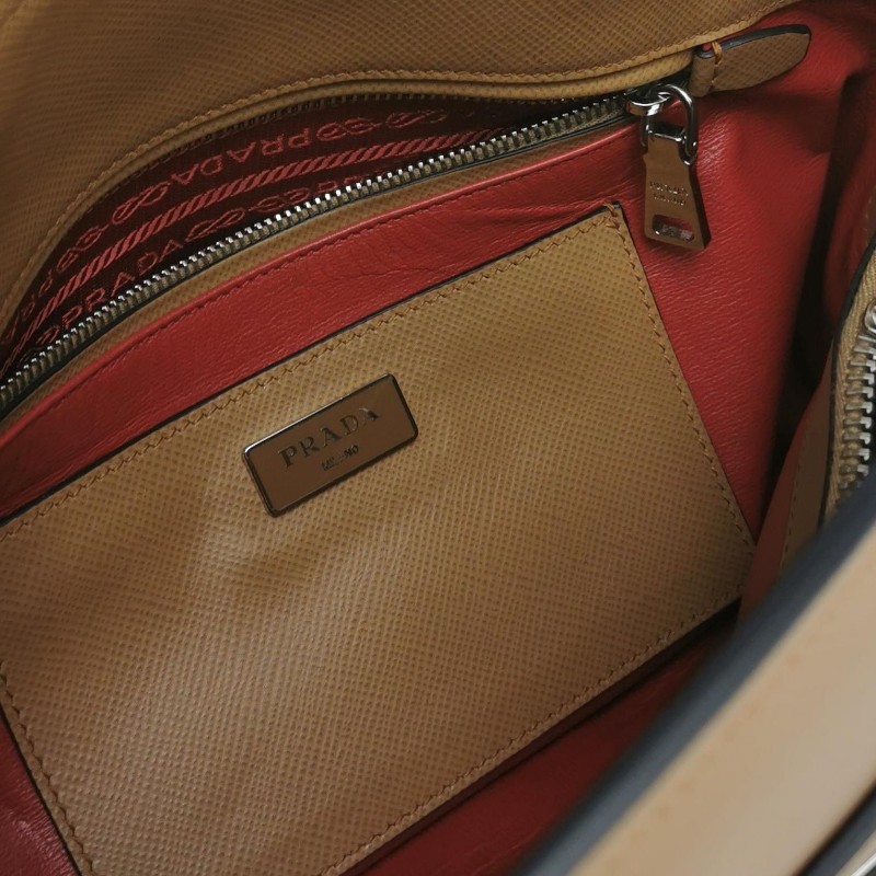 Prada Double 中號棕色手提包肩背包-5