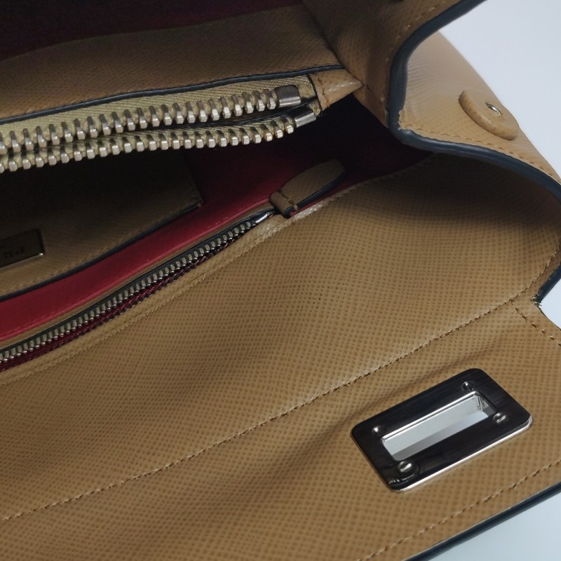 Prada Double 中號棕色手提包肩背包-7