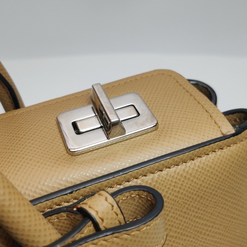 Prada Double 中號棕色手提包肩背包-10