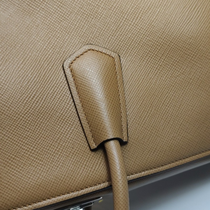 Prada Double 中號棕色手提包肩背包-15