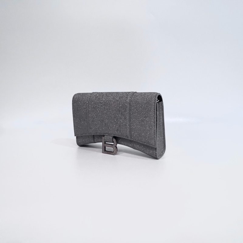 Balenciaga 銀色hourglass沙漏WOC鏈條包 656050-1