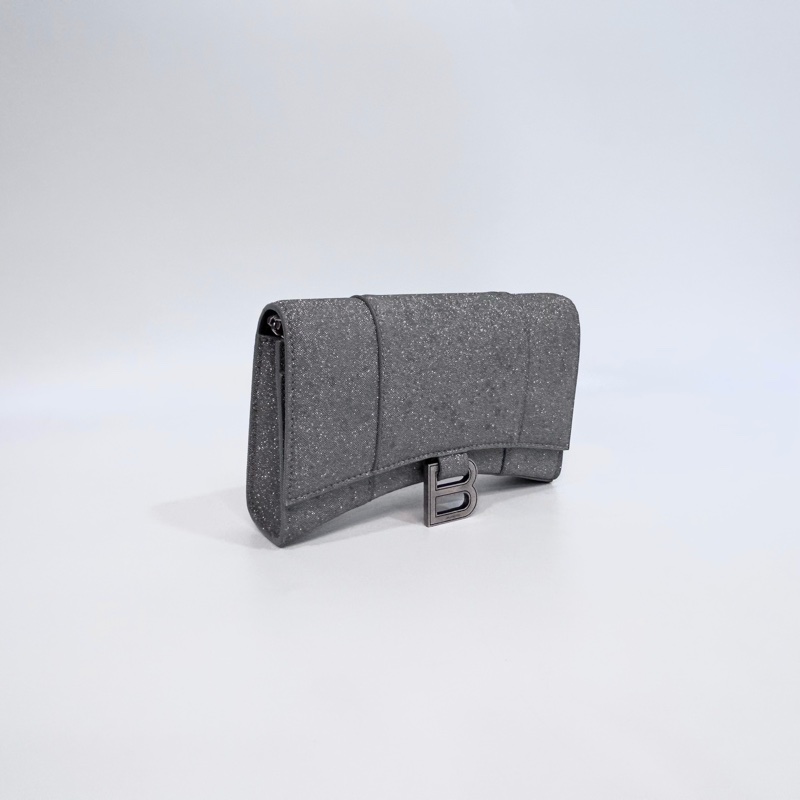 Balenciaga 銀色hourglass沙漏WOC鏈條包 656050-2