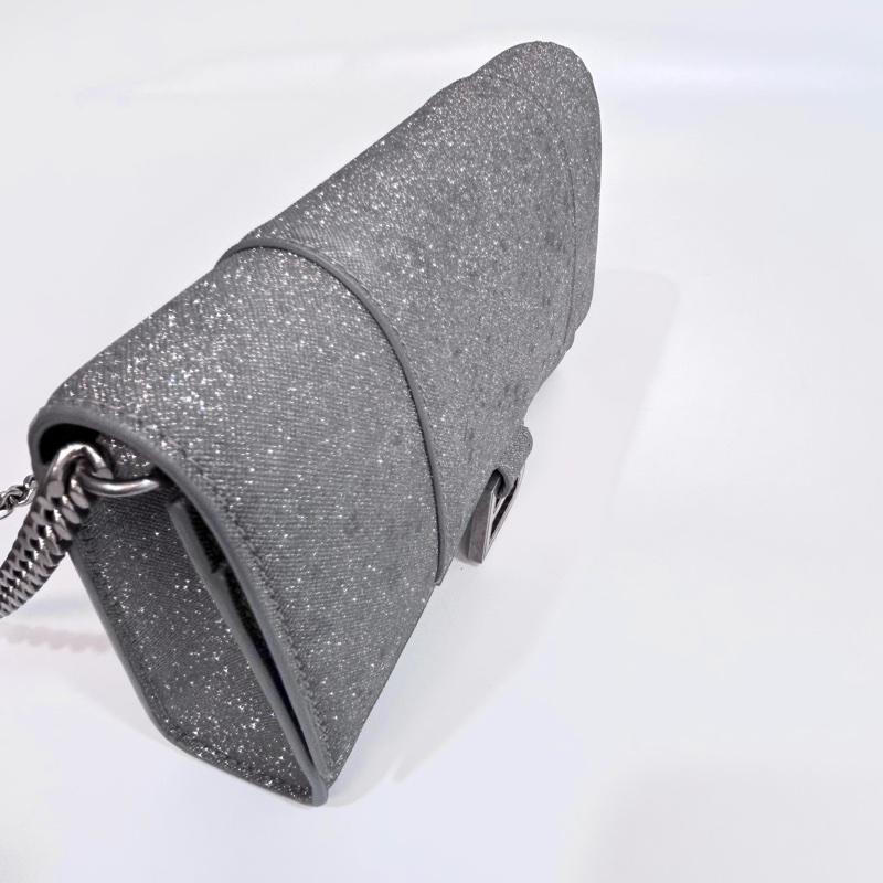 Balenciaga 銀色hourglass沙漏WOC鏈條包 656050-10