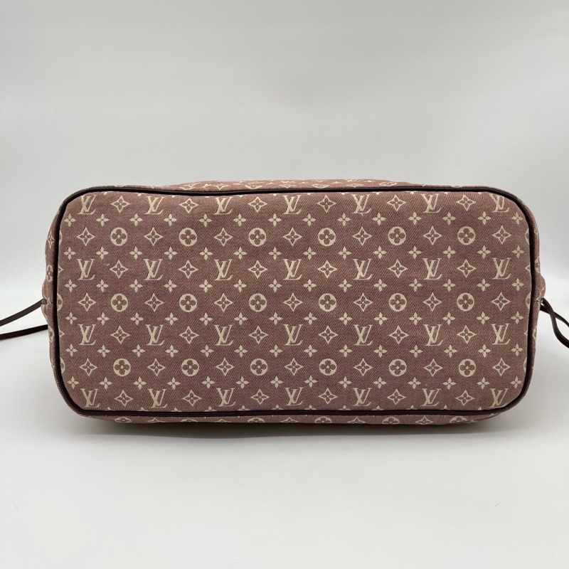 「JL精品代購」Lv樹莓色老花丹寧neverfull中號托特包-6