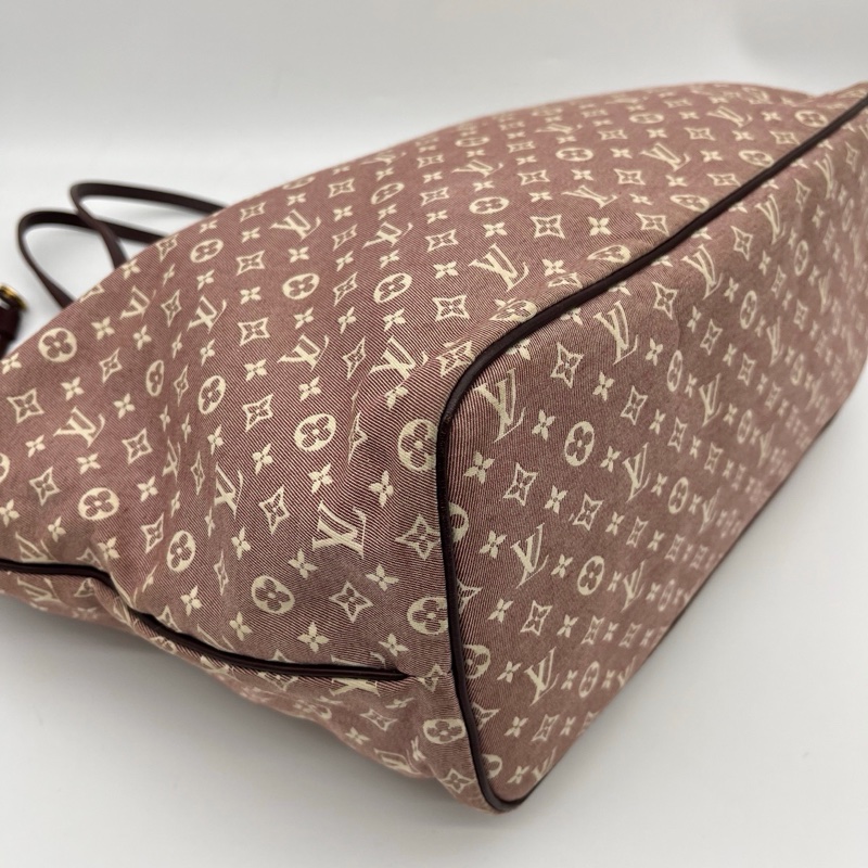 「JL精品代購」Lv樹莓色老花丹寧neverfull中號托特包-7