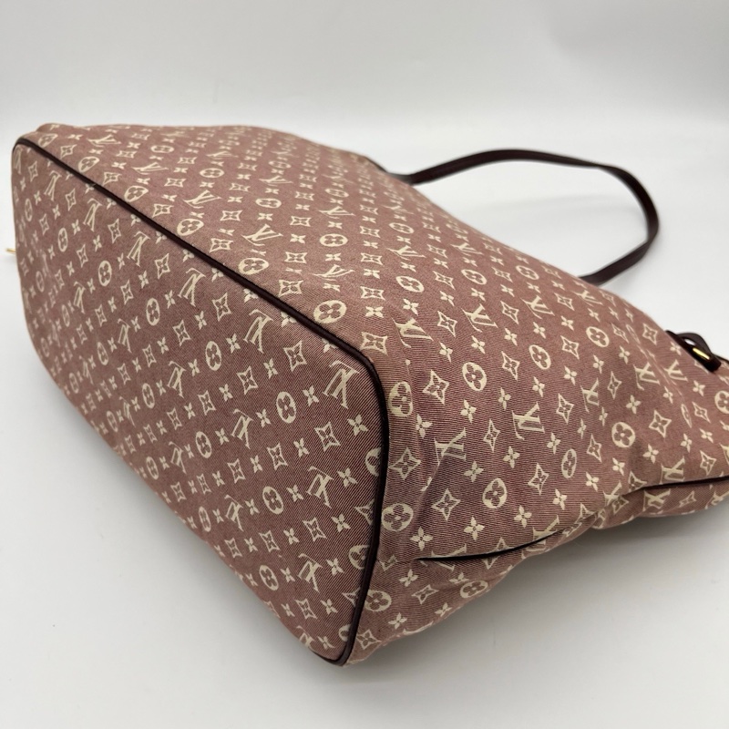 「JL精品代購」Lv樹莓色老花丹寧neverfull中號托特包-10