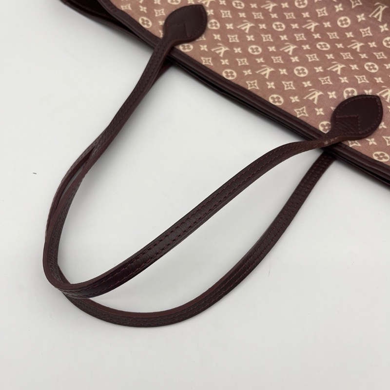 「JL精品代購」Lv樹莓色老花丹寧neverfull中號托特包-11