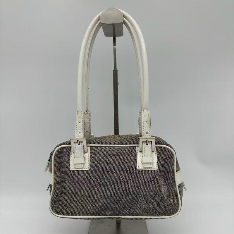 「JL精品代購」Fendi拼色牛仔丹寧拼皮盒子腋下單肩包-0