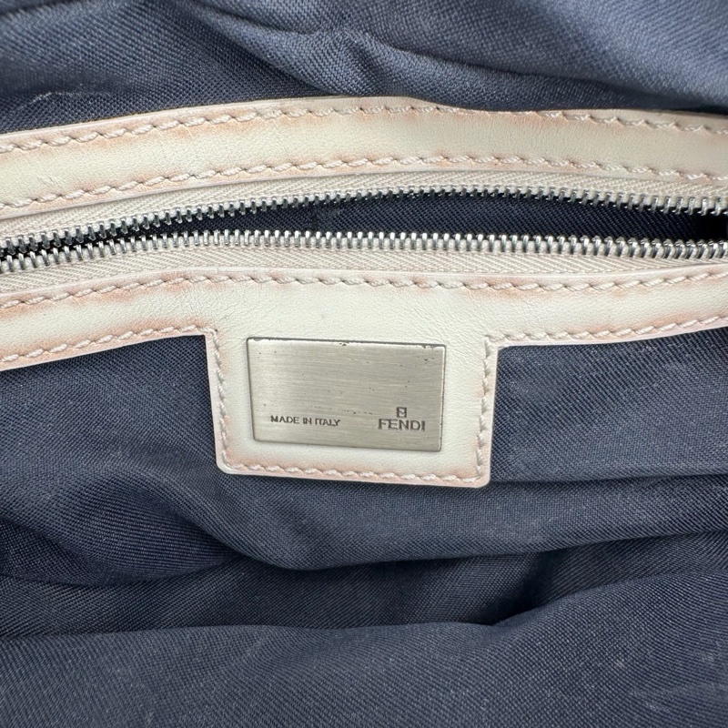 「JL精品代購」Fendi拼色牛仔丹寧拼皮盒子腋下單肩包-14