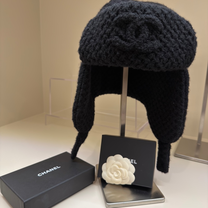 Chanel 黑色飛行帽 🖤全新/盒子/緞帶/花🖤🩶-1