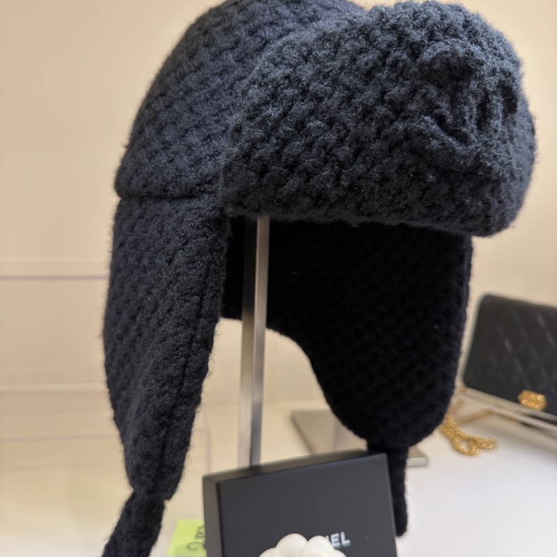 Chanel 黑色飛行帽 🖤全新/盒子/緞帶/花🖤🩶-3