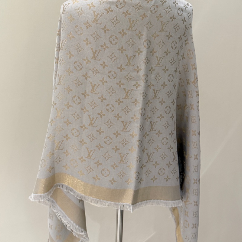 LV 米灰色LOGO圍巾 🩶裸品🩶上身超級美-13