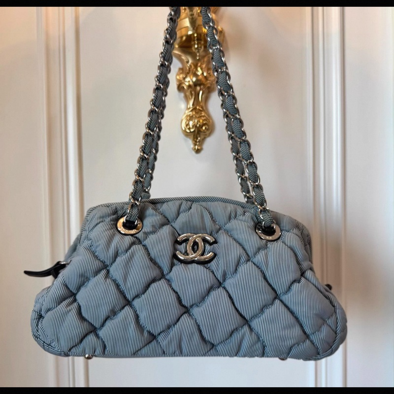 Chanel條紋帆布鏈條包-0