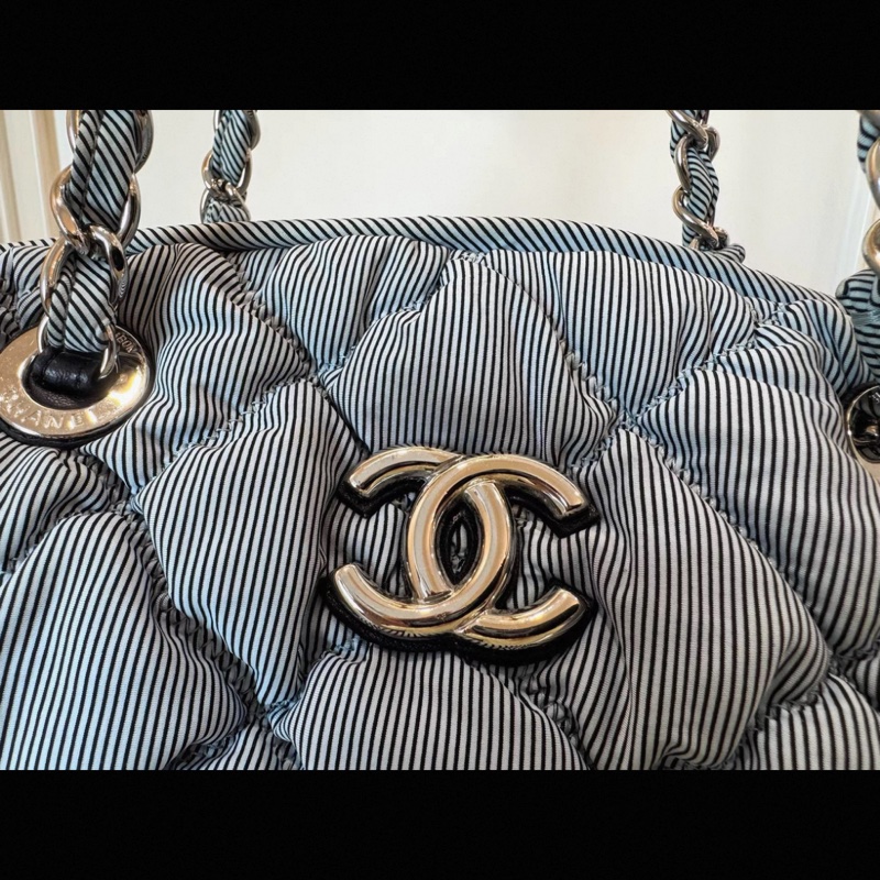 Chanel條紋帆布鏈條包-1