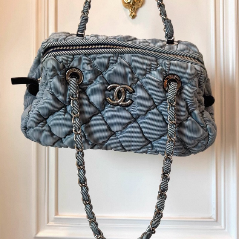 Chanel條紋帆布鏈條包-2