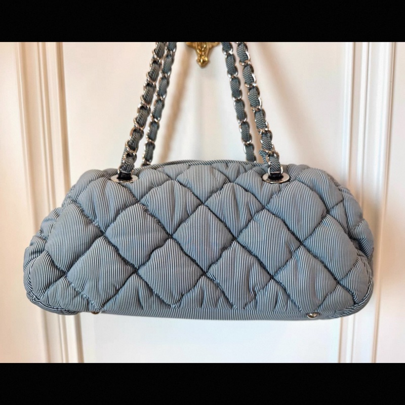 Chanel條紋帆布鏈條包-3