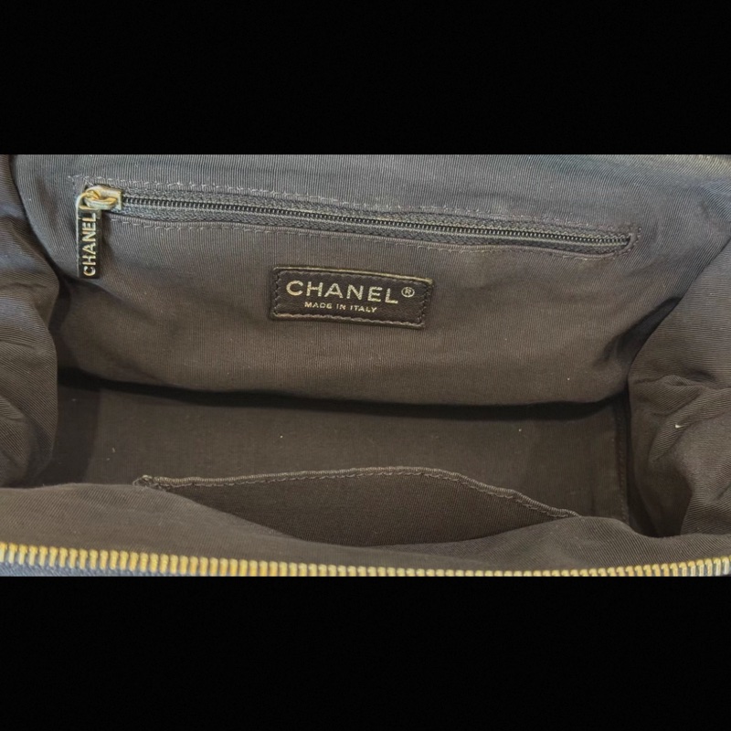 Chanel條紋帆布鏈條包-5