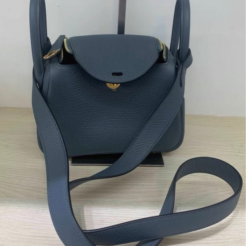 愛馬仕 mini lindy 風暴藍 金扣 TC皮 Y刻 原膜都在-0