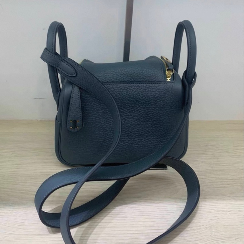 愛馬仕 mini lindy 風暴藍 金扣 TC皮 Y刻 原膜都在-1