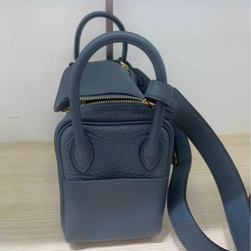 愛馬仕 mini lindy 風暴藍 金扣 TC皮 Y刻 原膜都在-2