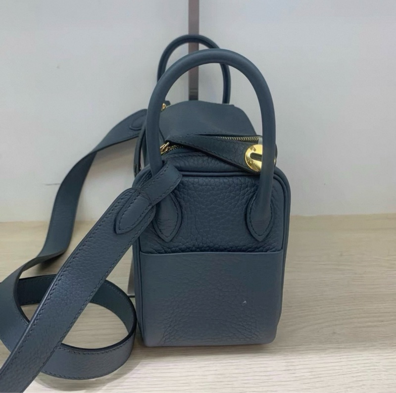 愛馬仕 mini lindy 風暴藍 金扣 TC皮 Y刻 原膜都在-3
