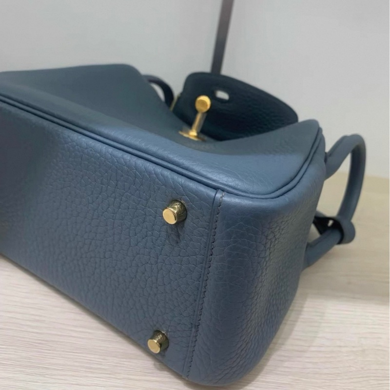 愛馬仕 mini lindy 風暴藍 金扣 TC皮 Y刻 原膜都在-5