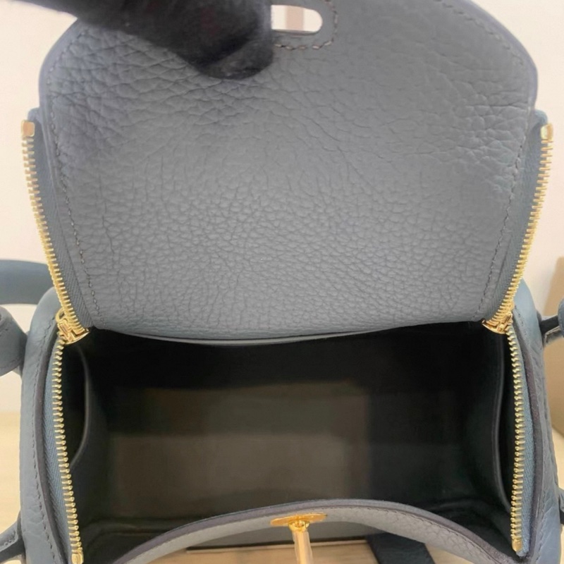 愛馬仕 mini lindy 風暴藍 金扣 TC皮 Y刻 原膜都在-6