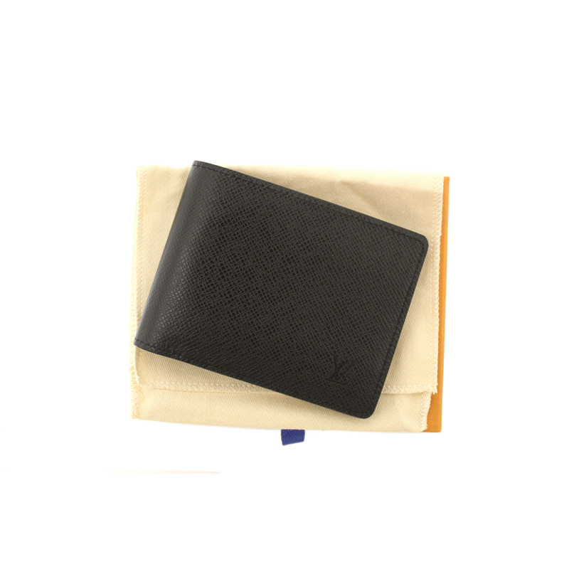 Louis Vuitton Men's Black Taiga Leather Multiple Bifold Wallet-8
