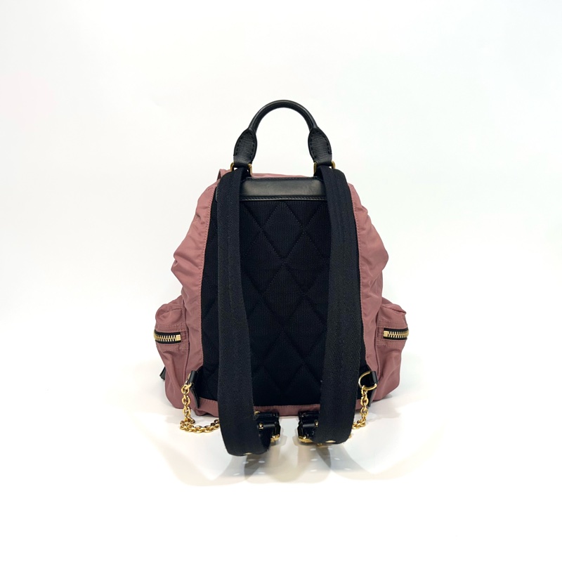 Burberry豆沙粉The Rucksack 中號撞色拼接尼龍後背包-3