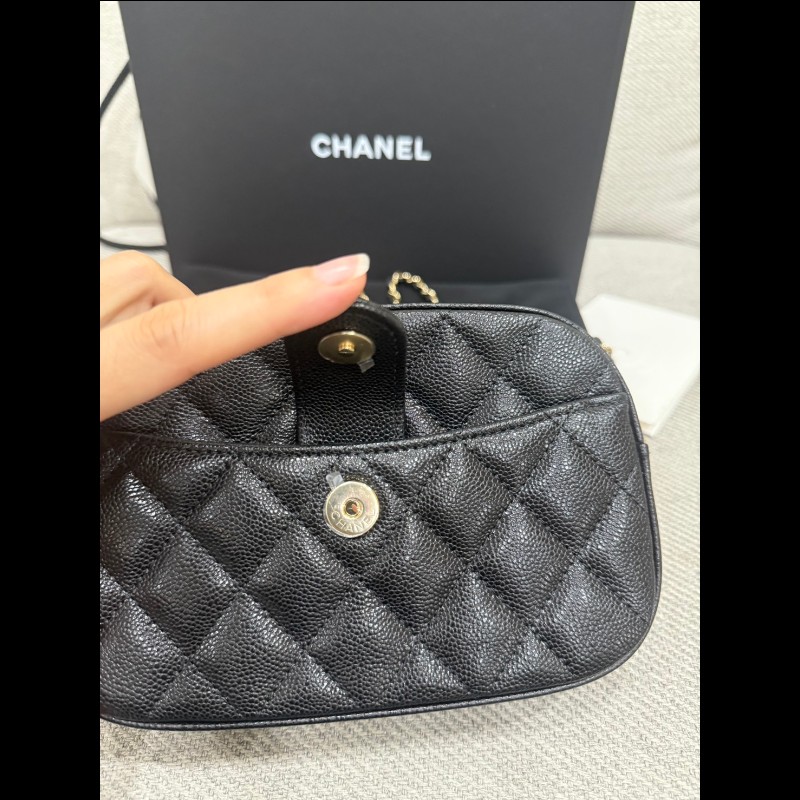 香奈兒2025年新款相機包黑色荔枝牛皮*金鍊-3
