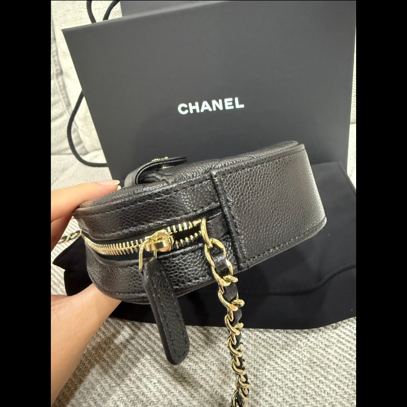 香奈兒2025年新款相機包黑色荔枝牛皮*金鍊-11