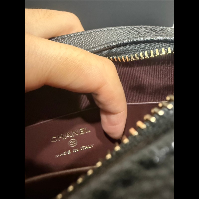 香奈兒2025年新款相機包黑色荔枝牛皮*金鍊-12