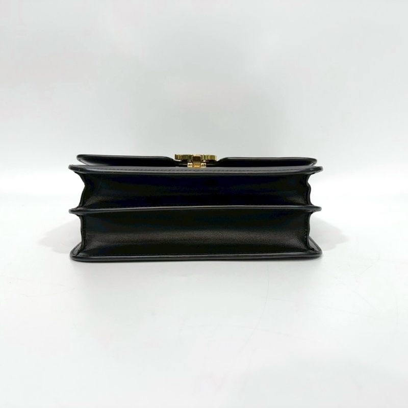 BURBERRY黑金滑面小牛皮TB釦側背包8010334-6