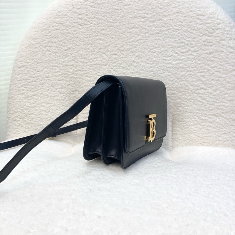 BURBERRY巴寶莉黑色小牛皮金釦TB釦肩背包🖤極簡高級通勤包8010334-2