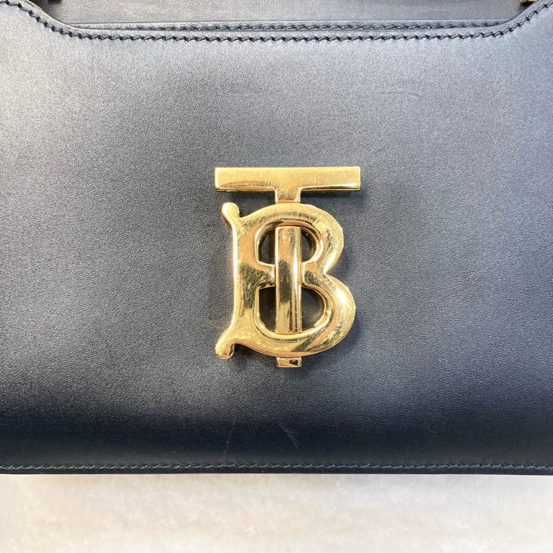 BURBERRY巴寶莉黑色小牛皮金釦TB釦肩背包🖤極簡高級通勤包8010334-24