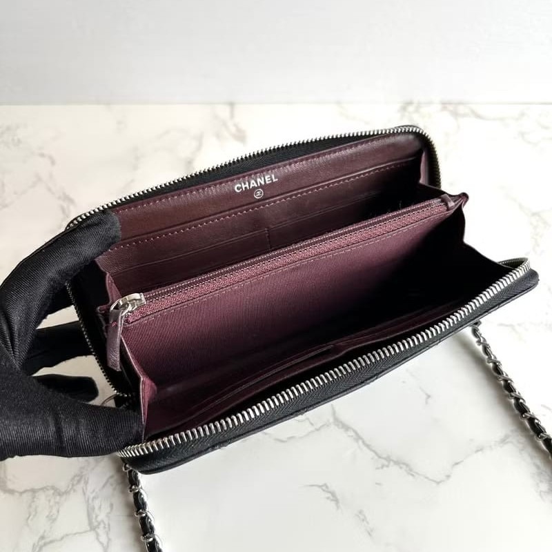 【LA LUNE】絕版古董包 Chanel黑色WOC皮革包 側背包 斜背包 中古二手包 長夾-4