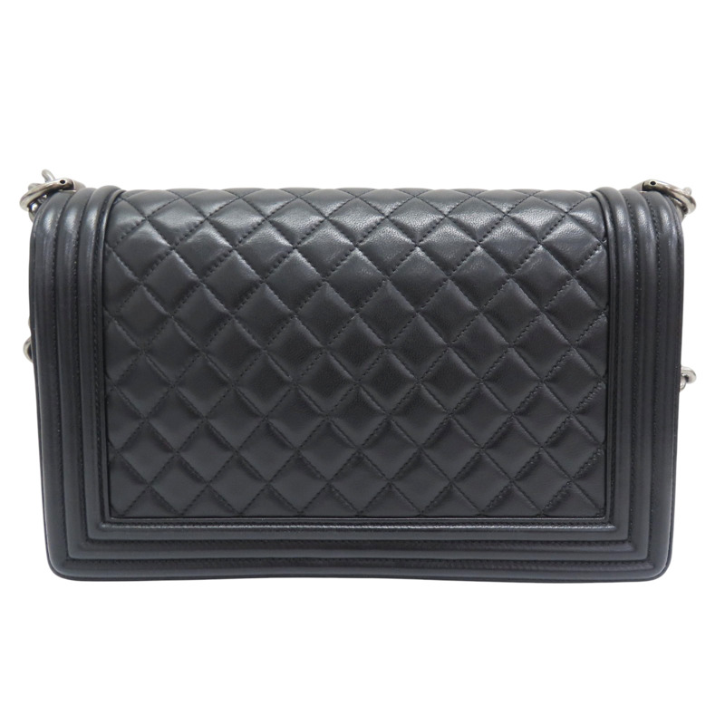 黑色 羊皮 BOY 28 鍊帶 肩背包 銀釦【CHANEL 香奈兒】 A92193-1