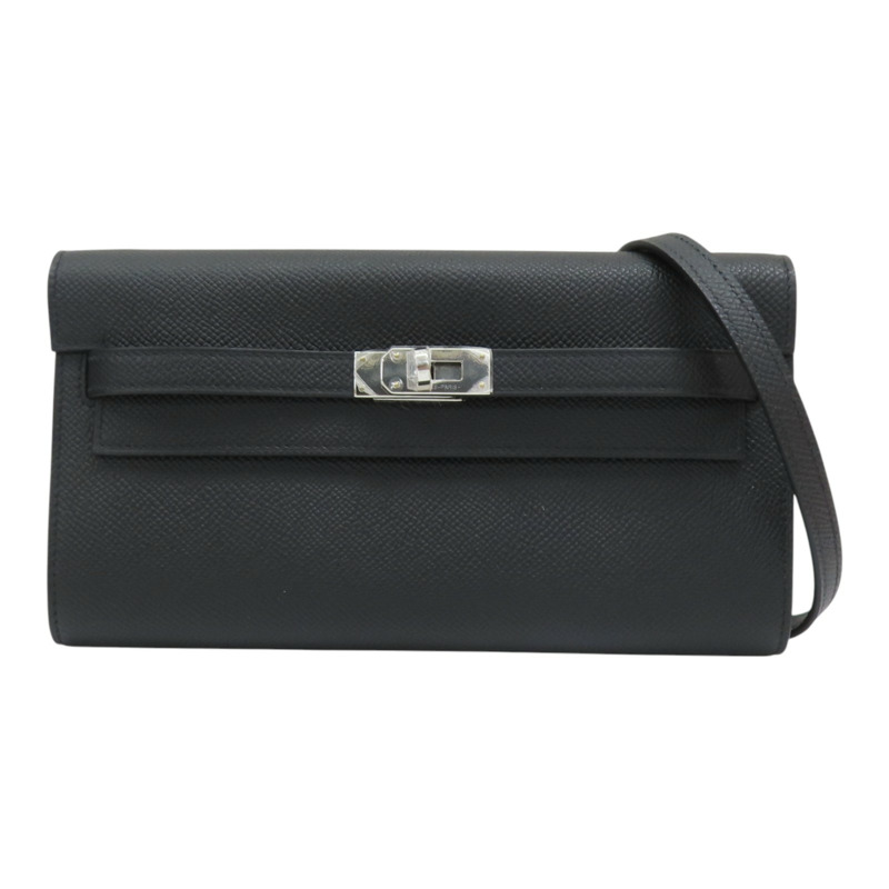 黑色 Epsom牛皮 Kelly To Go Wallet 肩背包 K刻 銀扣【HERMES 愛馬仕】-0