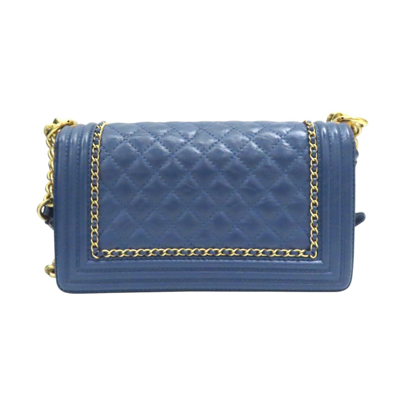 藍色 牛皮 Boy25 金鏈 肩背包 A67086【CHANEL 香奈兒】 A67086-1