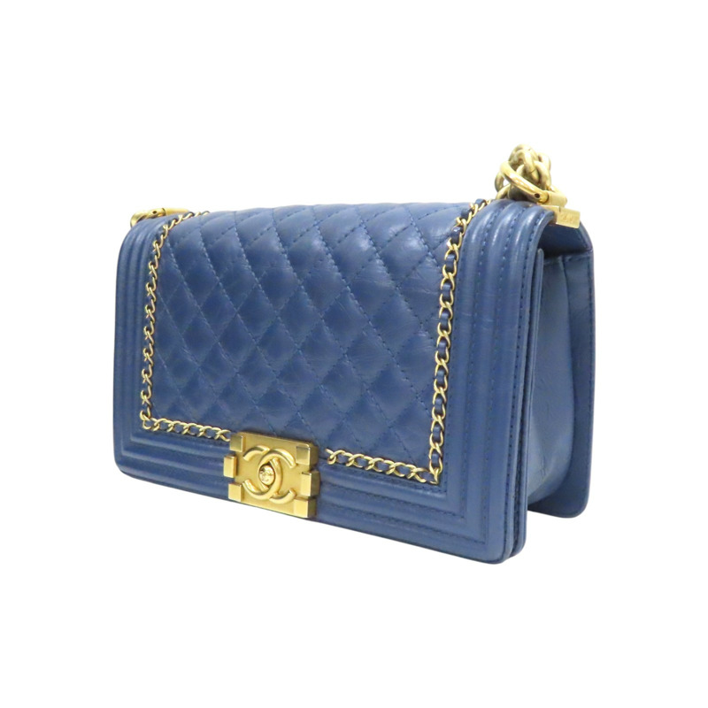 藍色 牛皮 Boy25 金鏈 肩背包 A67086【CHANEL 香奈兒】 A67086-2